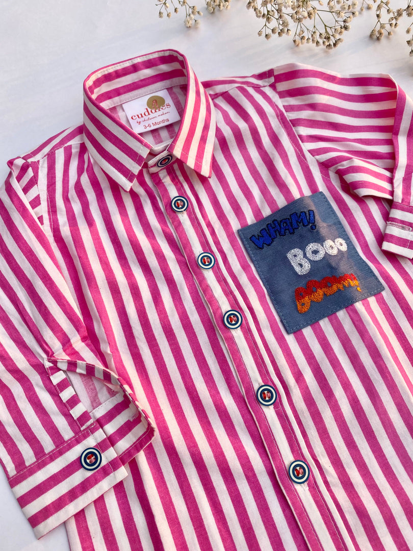Super Hero Striped Full Sleeve Shirt For Boys - CuddlesClothing