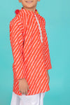 Radiant Orange Lehriya Ethnic Set with Dhoti For Boys