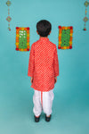 Radiant Orange Lehriya Ethnic Set with Dhoti For Boys