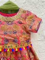 Load image into Gallery viewer, Girls Banarsi Silk Lehenga Set with Net Dupatta - CuddlesClothing