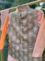 Load image into Gallery viewer, Printed Organza Jawahar Jacket Set For Boys - CuddlesClothing