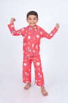 Red Unicorn Print Unisex Nightsuit