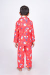 Red Unicorn Print Unisex Nightsuit