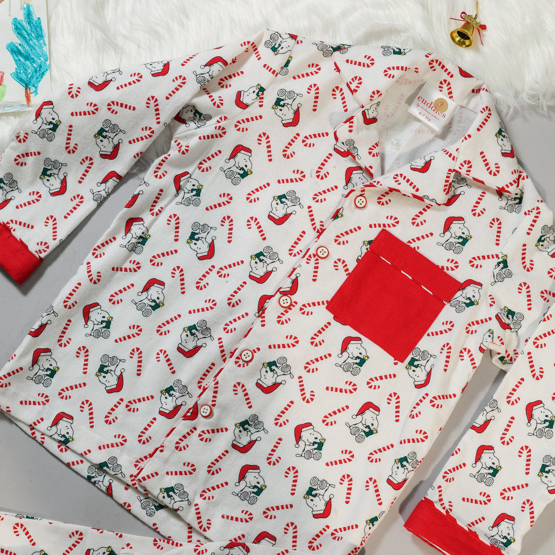 Snoopy Print Kids Flannel Nightsuit - CuddlesClothing