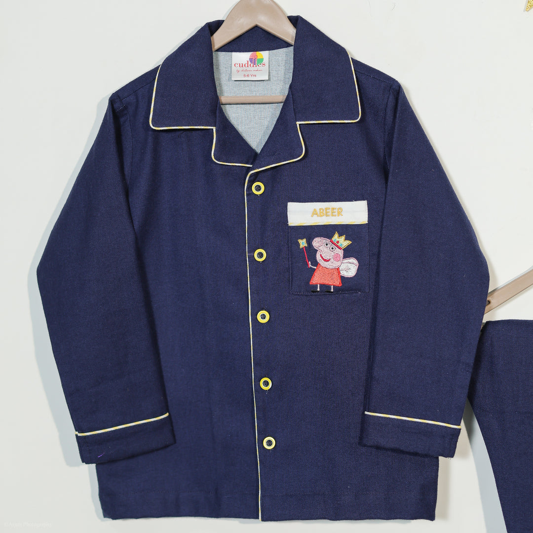 Peppa Pig Embroidered Kids Flannel Nightsuit - CuddlesClothing