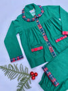 Frock Style Green Flannel PJ Set For Girls