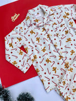 Load image into Gallery viewer, Kids Gingerbread &amp; Candy Cane Flannel Nightsuit - CuddlesClothing