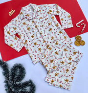 Kids Gingerbread & Candy Cane Flannel Nightsuit - CuddlesClothing
