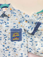 Load image into Gallery viewer, Boys Blue Cotton Co-ord Set with Embroidered Pocket - CuddlesClothing