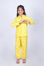 Load image into Gallery viewer, Kids Yellow Safari Animal Cotton Nightsuit - CuddlesClothing