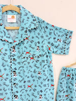 Load image into Gallery viewer, Boys Cotton Muslin Football Print Nightsuit Set - CuddlesClothing