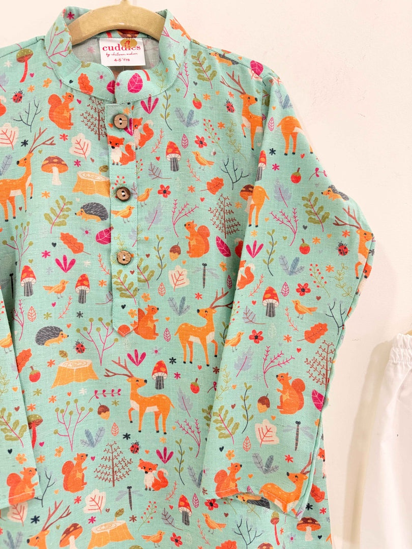 Woodland Print Cotton Kurta Pajama Set for Boys - CuddlesClothing