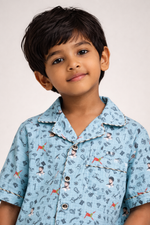Load image into Gallery viewer, Boys Cotton Muslin Football Print Nightsuit Set - CuddlesClothing