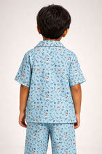 Load image into Gallery viewer, Boys Cotton Muslin Football Print Nightsuit Set - CuddlesClothing