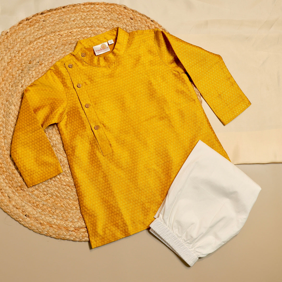 Side-Cut Silk Kurta Pajama Set for Boys - CuddlesClothing