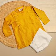 Side-Cut Silk Kurta Pajama Set for Boys - CuddlesClothing
