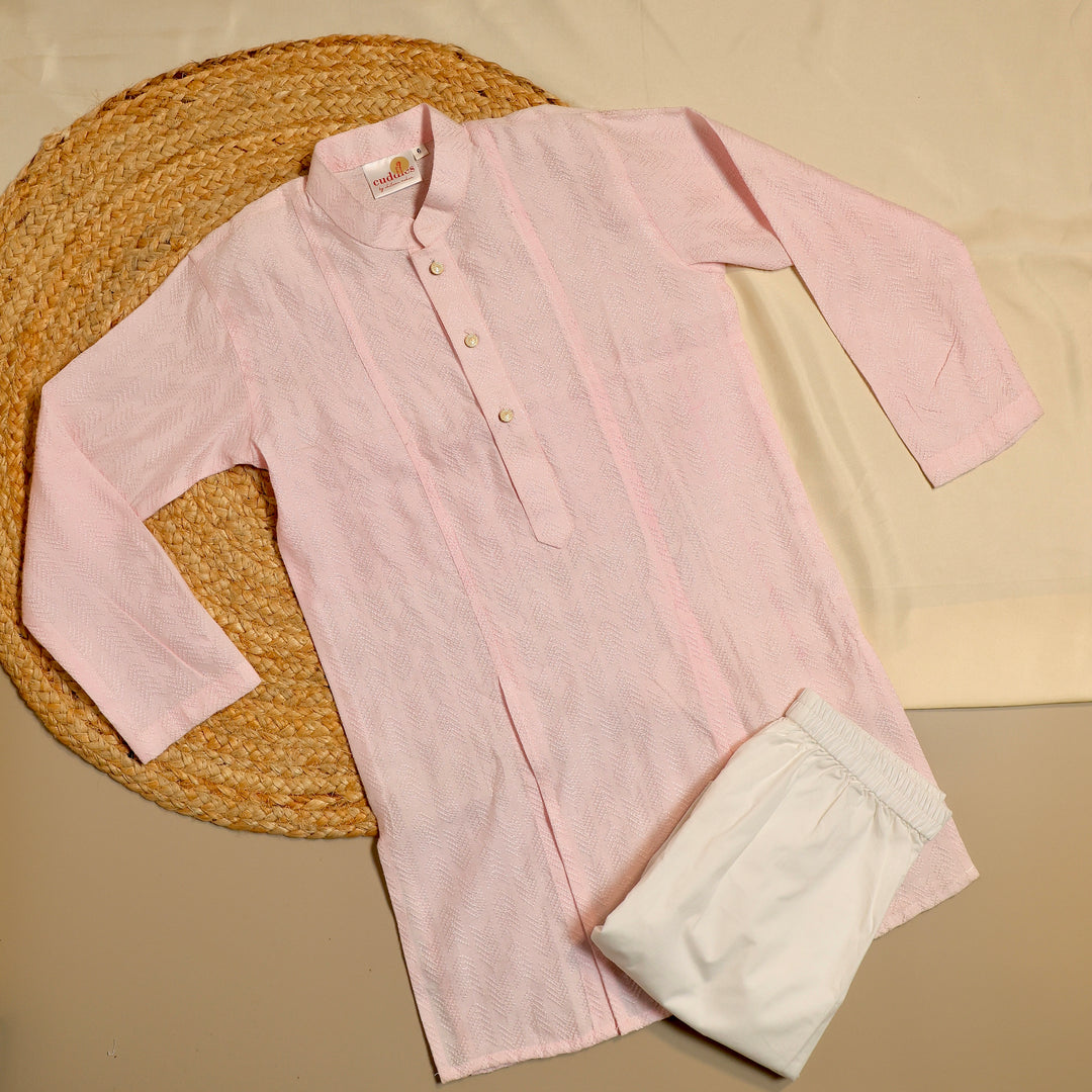Textured Cotton Silk Kurta Pajama Set for Boys - CuddlesClothing