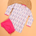 Load image into Gallery viewer, Super Soft Ikkat Print Kurta Pajama Set for Kids in Modal Satin - CuddlesClothing