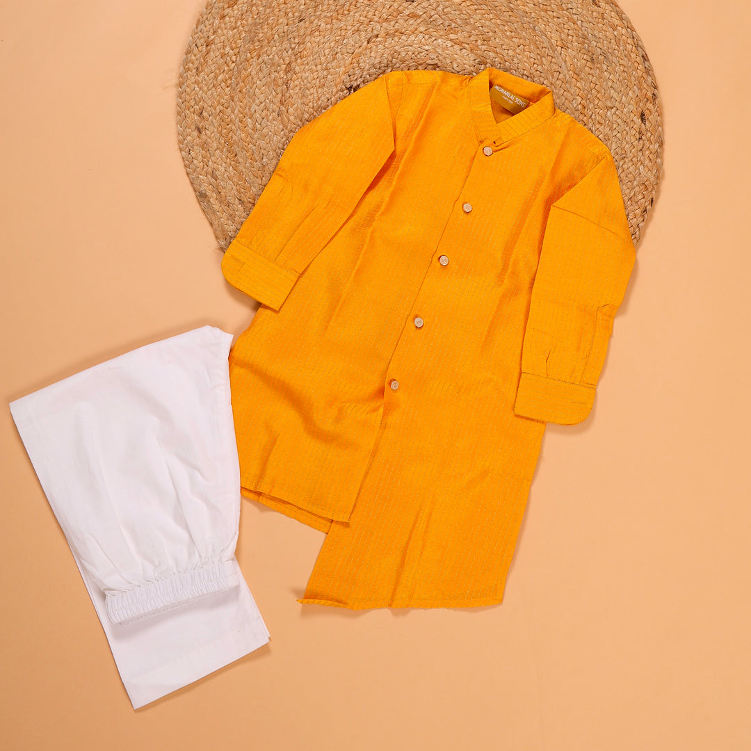 Trendy Front Open Asymmetric Kurta Pajama Set for Boys with Stitch Lines - CuddlesClothing