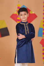 Load image into Gallery viewer, Boys Velvet Kurta Pajama - Embroidered Neckline Festive Wear - CuddlesClothing
