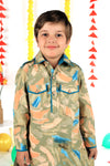 Paint Stroke Multi-Colored Pathani Kurta for Boys