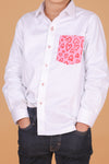 White Cotton Shirt with Adorable Heart Pocket
