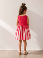 Load image into Gallery viewer, Pearl Bow Pleated Cotton Poplin Dress
