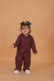 Dreamy Check Cotton Night Suit For Kids - CuddlesClothing