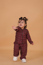 Load image into Gallery viewer, Dreamy Check Cotton Night Suit For Kids - CuddlesClothing