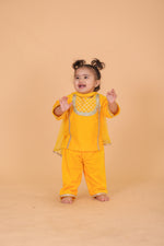 Load image into Gallery viewer, Girls Yellow Velvet Suit Set - CuddlesClothing