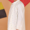 Side Cut Kurta Pajama Set in Corduroy & Cotton Satin