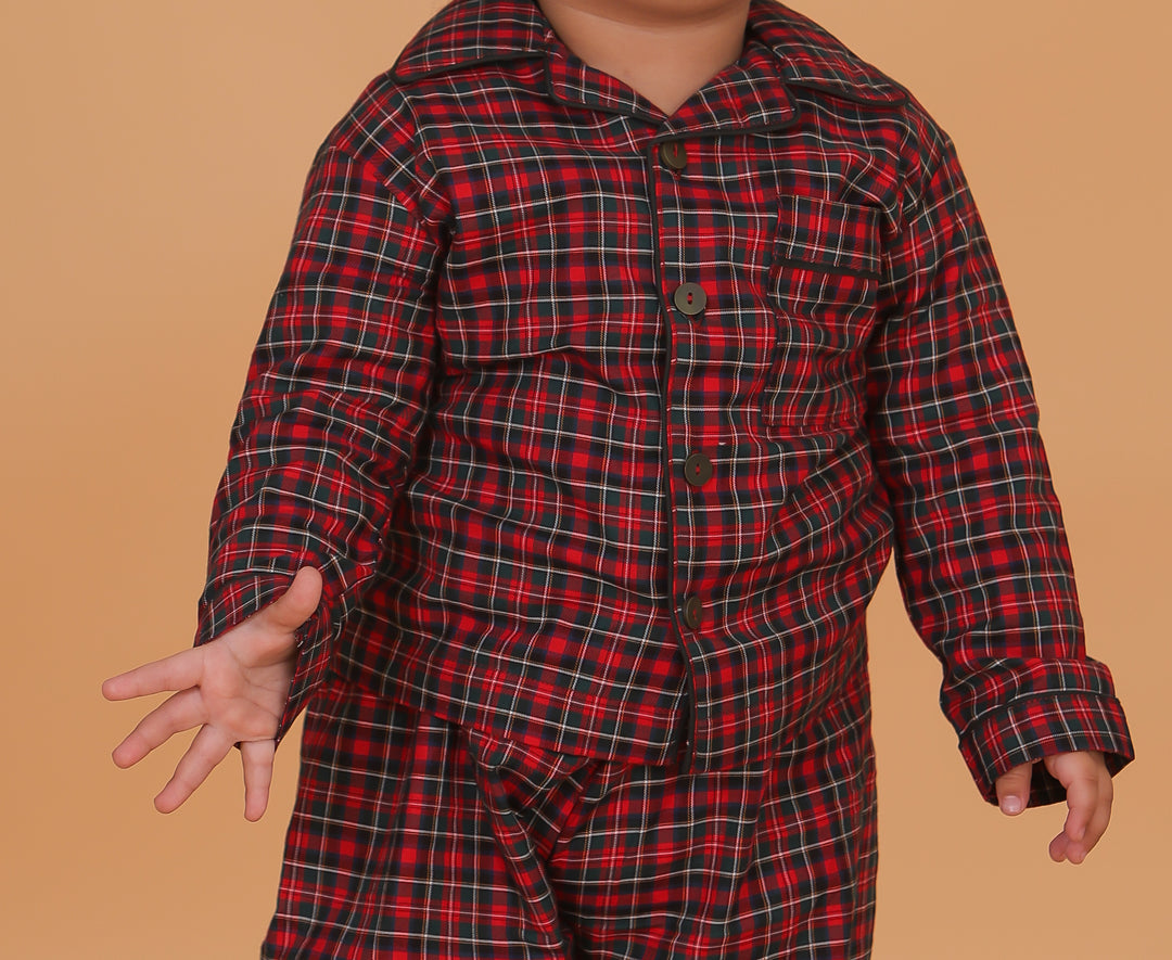 Dreamy Check Cotton Night Suit For Kids - CuddlesClothing