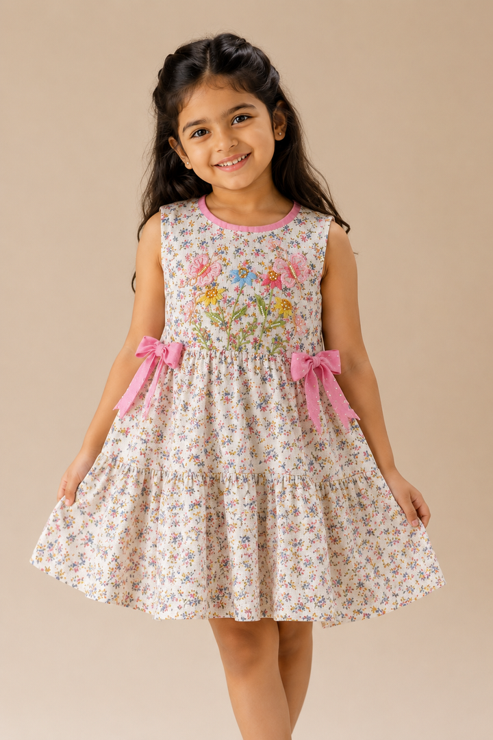 Butterfly Garden Embroidered Muslin Dress