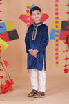 Embroidered Velvet Kurta Pajama Set For Boys
