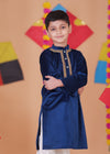 Embroidered Velvet Kurta Pajama Set For Boys