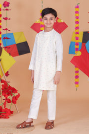 Heart Print Corduroy Kurta Set with Side Panels - CuddlesClothing
