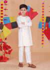 Side Cut Kurta Pajama Set in Corduroy & Cotton Satin