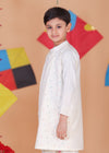 Side Cut Kurta Pajama Set in Corduroy & Cotton Satin