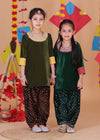 Velvet Kurta Salwar Set with Hand Embroidery (Green)