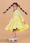Fun & Frolic Yellow Layered Dress with Heart Patch