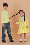 Yellow Cotton Poplin Shirt with Multicolor Heart Patch