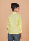 Yellow Cotton Poplin Shirt with Multicolor Heart Patch