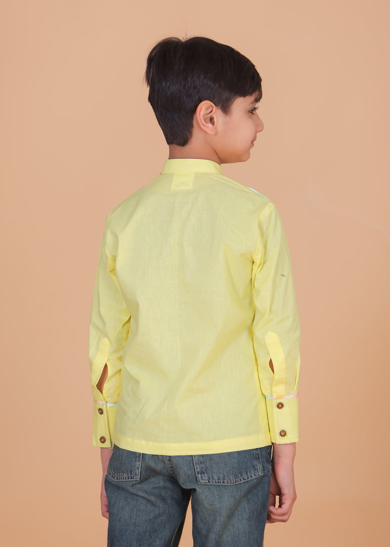 Kids Cotton Shirt with Heart Patch Detail - CuddlesClothing