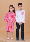 White Cotton Shirt with Adorable Heart Pocket