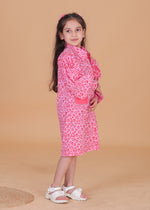 Load image into Gallery viewer, Girls Cotton Heart Print Dress with Patch - CuddlesClothing
