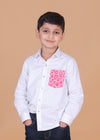 White Cotton Shirt with Adorable Heart Pocket