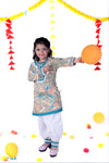 Paint Brush Stroke Cotton Kurta Salwar Set For Girls