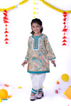 Paint Brush Stroke Cotton Kurta Salwar Set For Girls