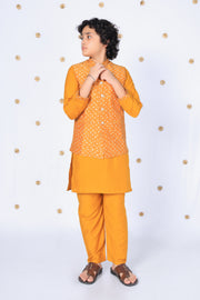 KesarRaaj- Mustard Yellow Bandhani Jacket Set - CuddlesClothing