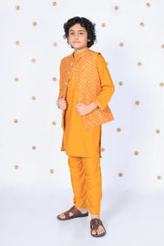 KesarRaaj- Mustard Yellow Bandhani Jacket Set - CuddlesClothing